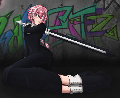Kleis cosplays Crona Gorgon from Soul Eater.